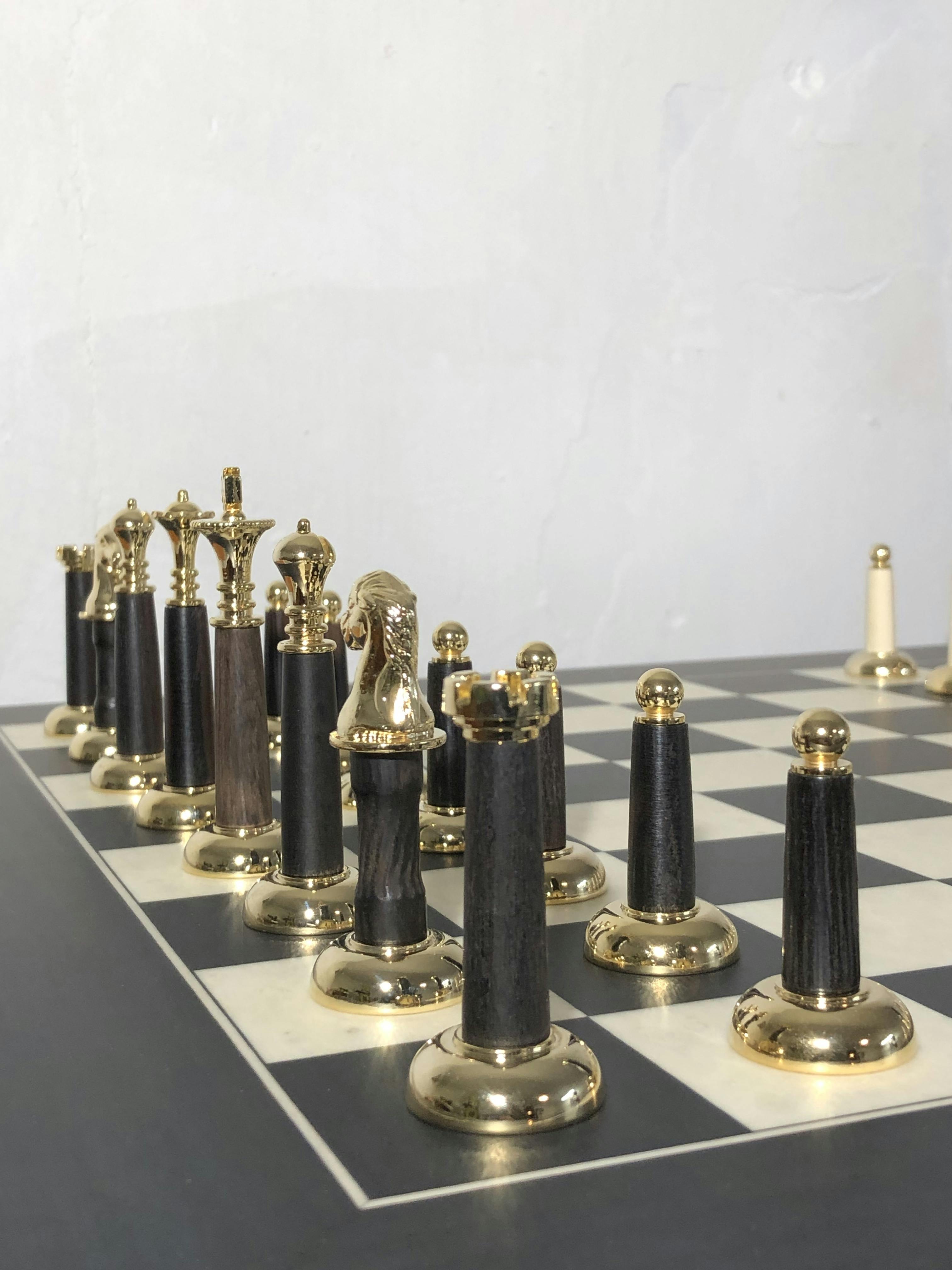 21.5" Deluxe Black Anigre And Whitened Erable Chess Board